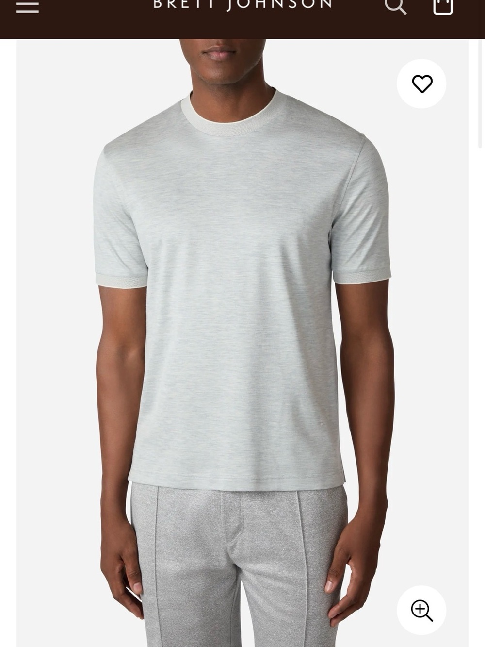 Brett Johnson Silk Gray Crew Neck Short Sleeve Tee